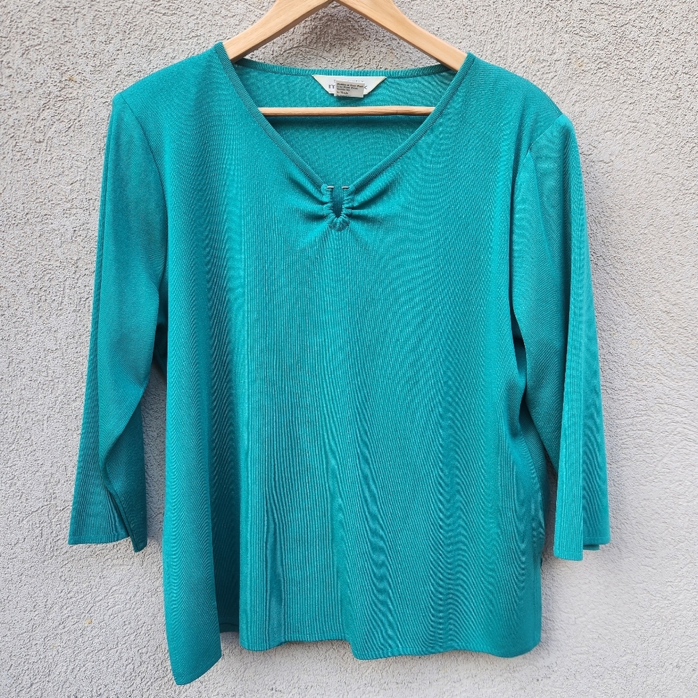 Exclusively Misook Women's Top Extra Large Teal C… - image 1